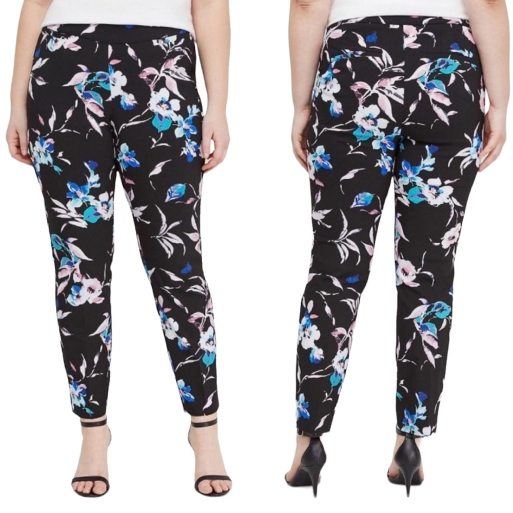 Lane Bryant 16 Allie Skinny Ankle Black Floral Pant B
